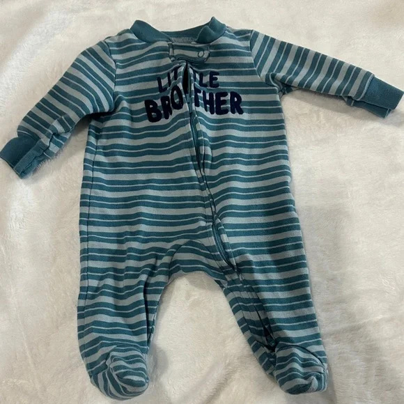 Striped Blue 'Little Brother' Footie - Picture 1 of 1